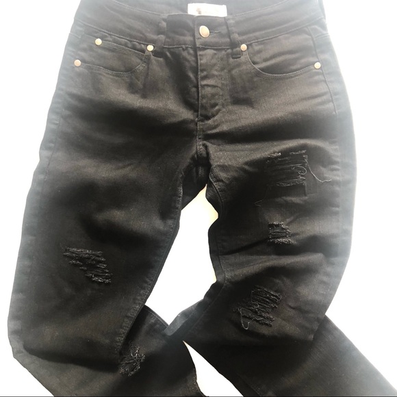 Junk Size 10 Black Distressed Jeans Mid Rise Slim Fit 5 pockets 98% cotton - Picture 8 of 11